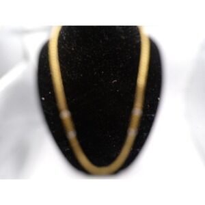 Gold Tone Chain Necklace with Rhinestone Accents Statement Jewelry 26"